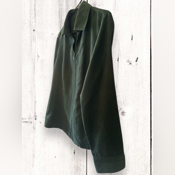 Croft & Barrow Hunter Green Microsuede Jacket Shacket Zipper Womens Size Large - Picture 3 of 6